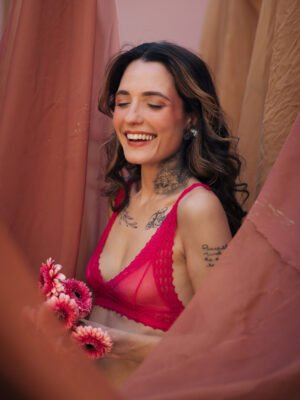 Sutiã Triângulo Renda e Tule